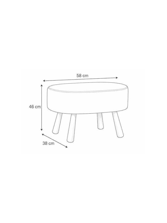 Living Room Wooden Gray Stool 40x60x58cm
