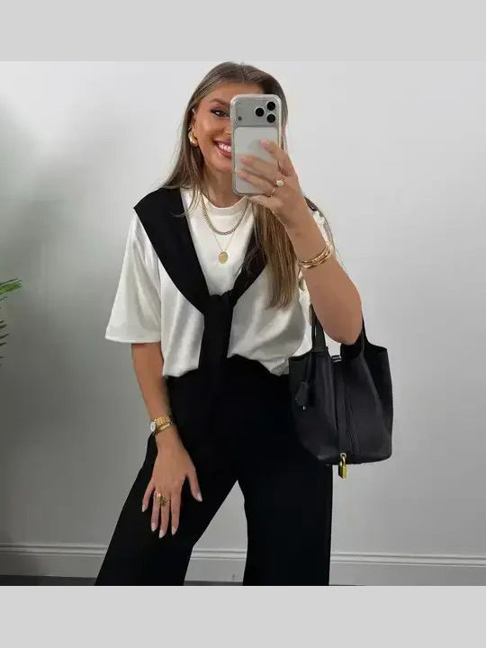 Sweatpants Set Black-White