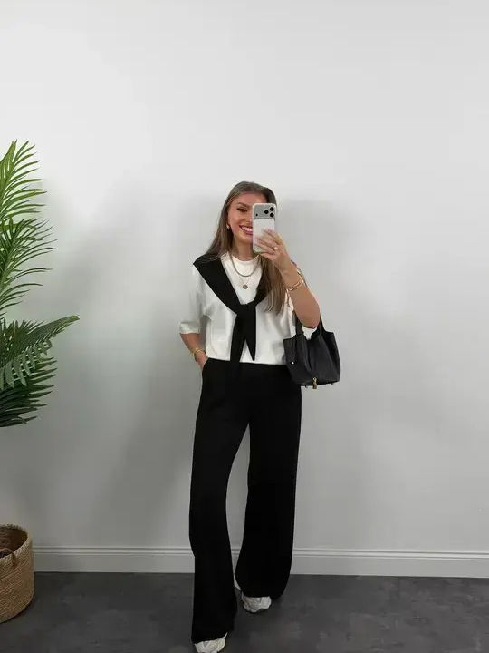 Sweatpants Set Black-White