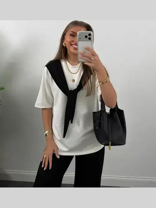 Sweatpants Set Black-White