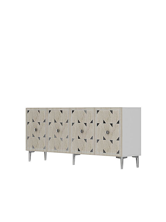 Μπουφές με Καθρέπτη Λευκός 180x32x75cm
