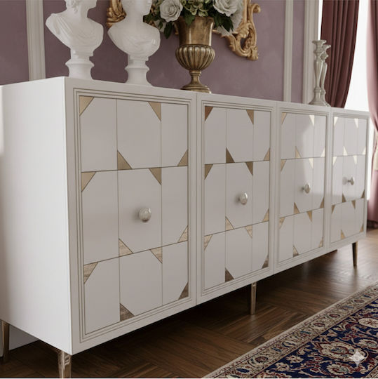 Sideboard with Mirror White 180x32x75cm