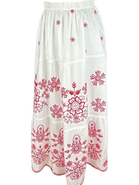 Φούστα Floral White/burgundy Red