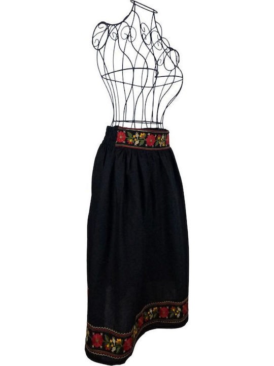 Fustă Floral Neagră/Verde