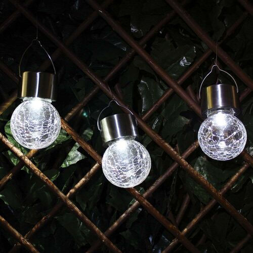 Modee Lighting Σετ 12 Κρεμαστά Ηλιακά Φωτιστικά Φανάρια Ψυχρό Λευκό 8000K με Φωτοκύτταρο IP44 9x9x11εκ.