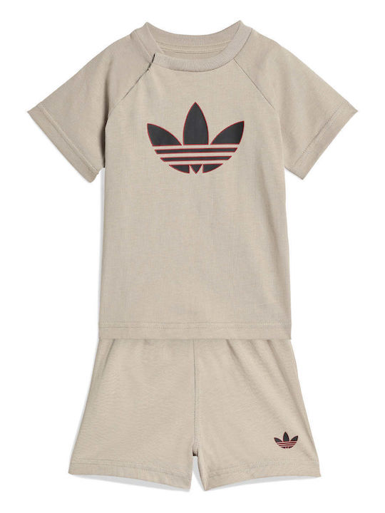 Kids Set with Shorts Summer 2 Pieces Stone Khaki Trefoil