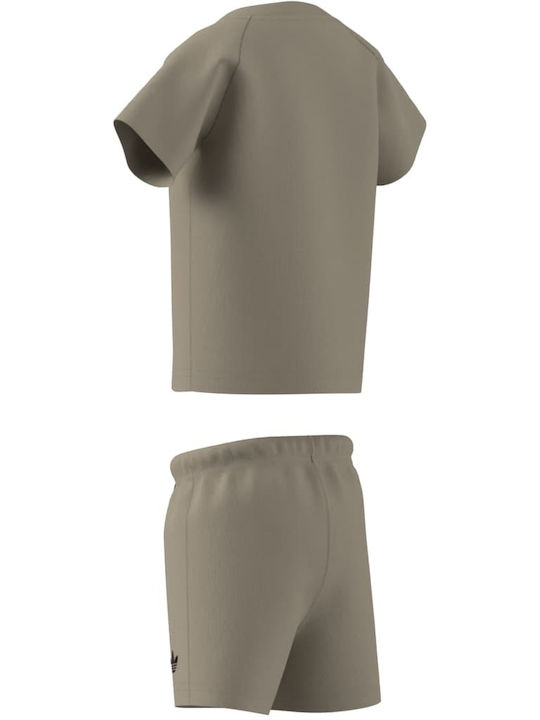 Kids Set with Shorts Summer 2 Pieces Stone Khaki Trefoil