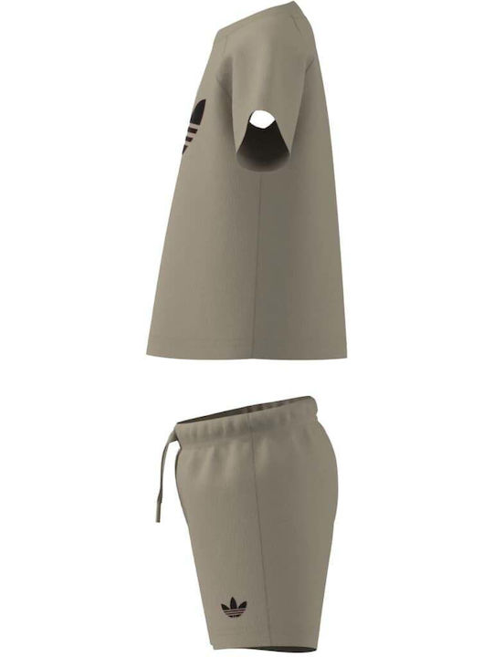 Kids Set with Shorts Summer 2 Pieces Stone Khaki Trefoil