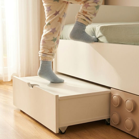 Kids Bed Montessori Single with Storage Space Beige for Mattress 90x200cm