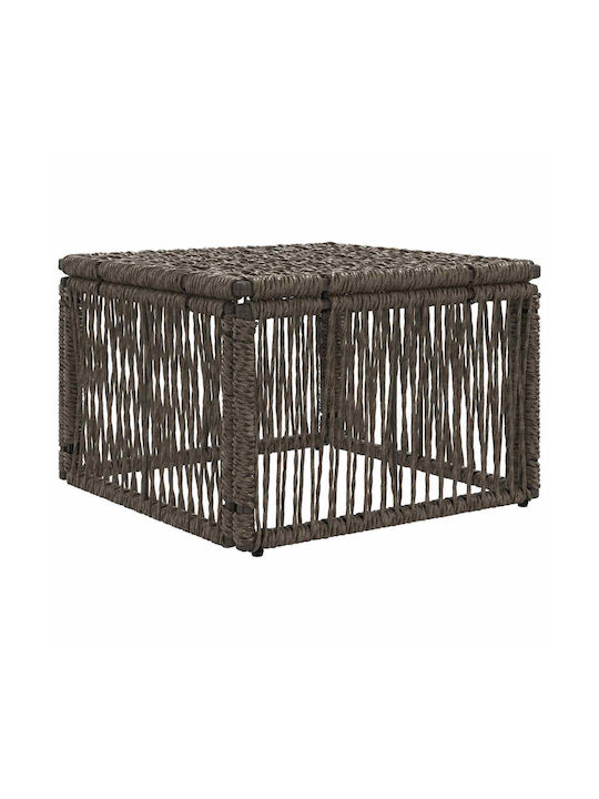 Garden Stool Cube for Outdoor Rattan with Grey Cushion