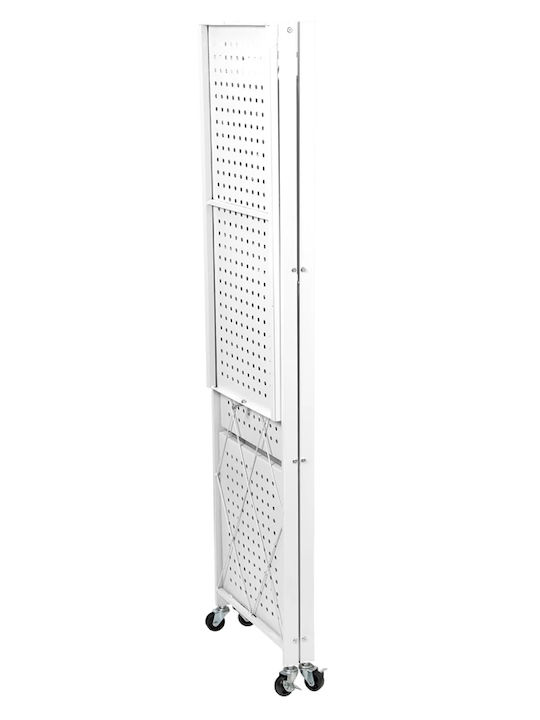 General Trade Metallic Rack With 4 Tiers With Wheels White 71x34x124cm Folding