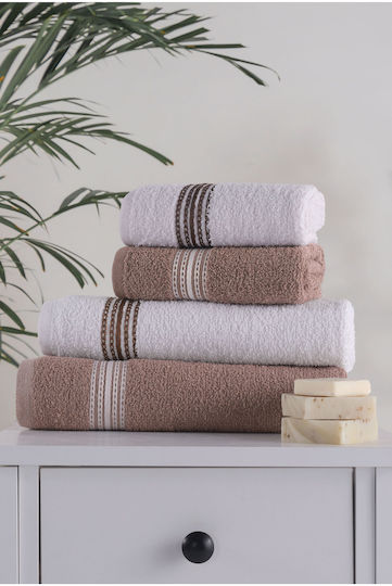 SteweHome Bath Towels Set 4pcs Brown