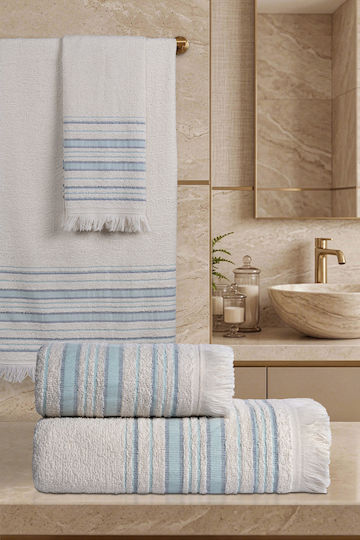 SteweHome Set Prosoape De Baie 4 Buc Albastre