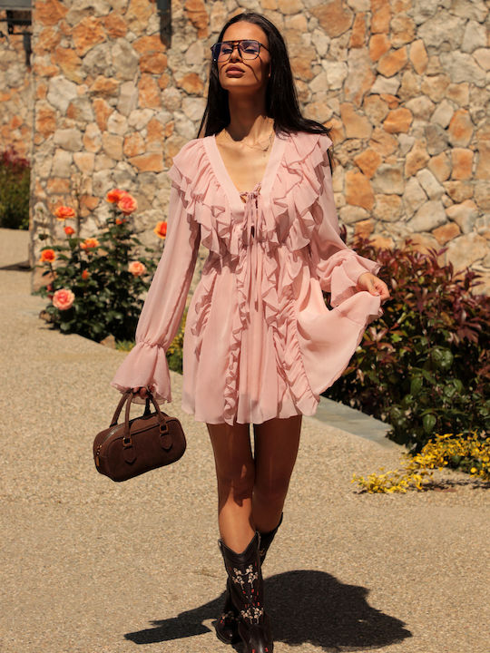 Καλοκαιρινό Mini Φόρεμα με Βολάν Rose