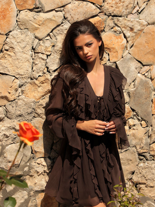 Sommer Mini Damenkleid mit Rüschen Chocolate Cake