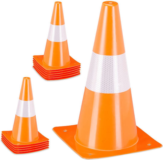 Set 12 Multifunctional Cones Reflectors Orange White 31x18.5x18.5 Cm