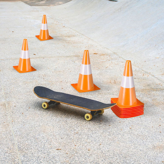Set 12 Multifunctional Cones Reflectors Orange White 31x18.5x18.5 Cm