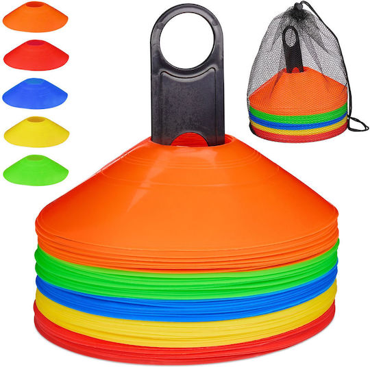Set 50 Football Marking Cones Relaxdays Multicolor 5x19cm