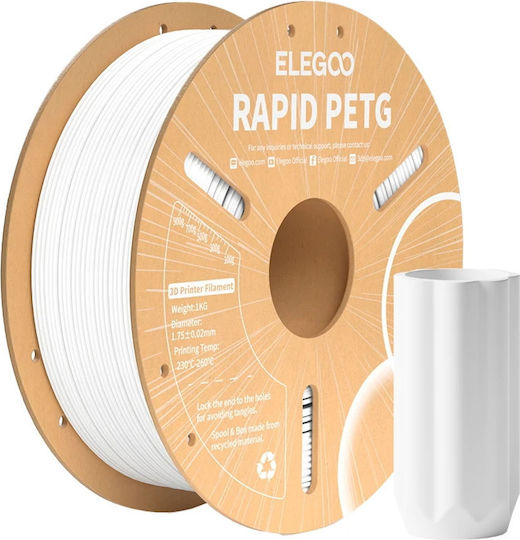 Elegoo Filament PETG Pentru Imprimantă 3D 1.75mm Alb 1 Bucată Bobină