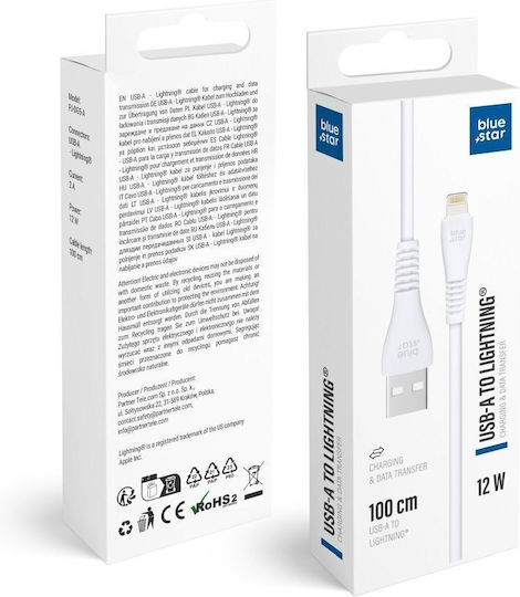 Blue Star Cablu USB-A La Lightning 12W Alb 1m