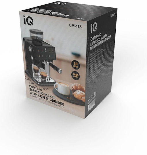 IQ Μηχανή Espresso 1600W Πίεσης 20bar για Cappuccino Μαύρη CM-155
