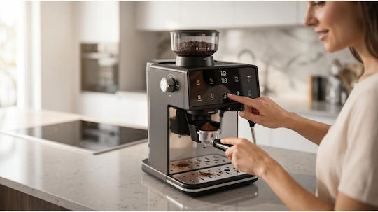 IQ Μηχανή Espresso 1600W Πίεσης 20bar για Cappuccino Μαύρη CM-155