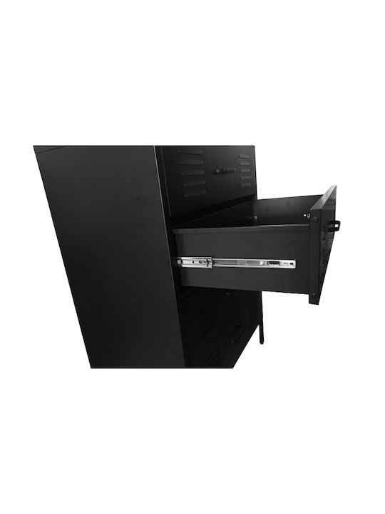 Kommode Metall Draw-80 Galvanisiert Schwarz 80x40x101,5cm 4 Metallische Schubladen