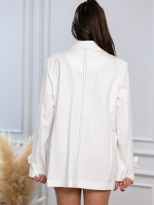 Pantaloni Dama Tesatura Alb