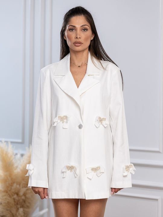 Pantaloni Dama Tesatura Alb