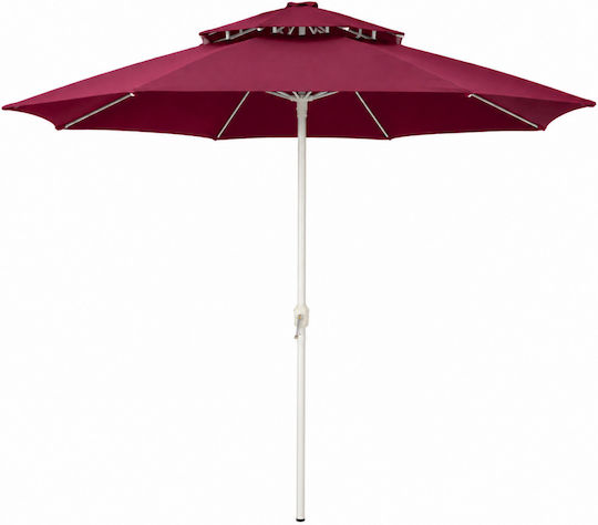 ForHome Folding Beach Umbrella Diameter 2m with UV Protection and Burgundy Air Duct