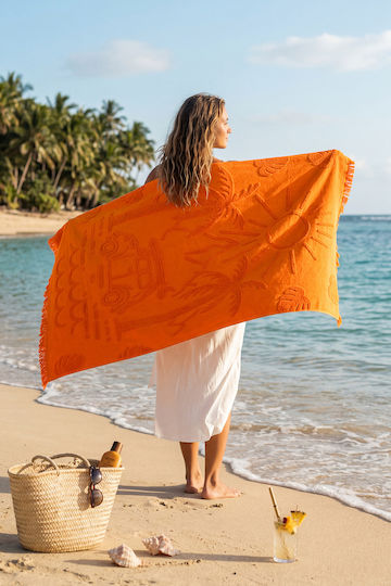 SteweHome Cotton Orange Beach Towel 100x150cm
