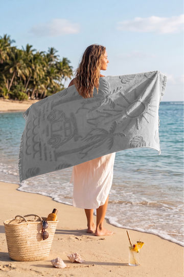 SteweHome Πετσέτα Θαλάσσης Βαμβακερή Γκρι 100x150εκ.