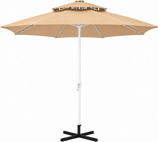 Galifas Folding Beach Umbrella Diameter 2.4m with UV Protection and Beige Air Duct