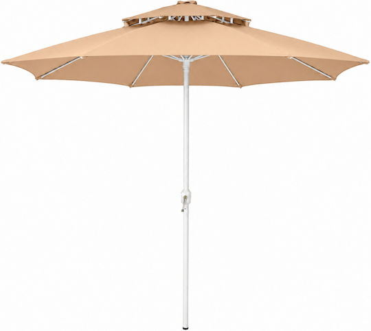 Galifas Folding Beach Umbrella Diameter 2.4m with UV Protection and Beige Air Duct