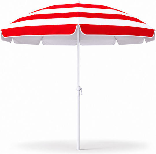 ForHome Folding Beach Umbrella Diameter 2.4m with UV Protection Red