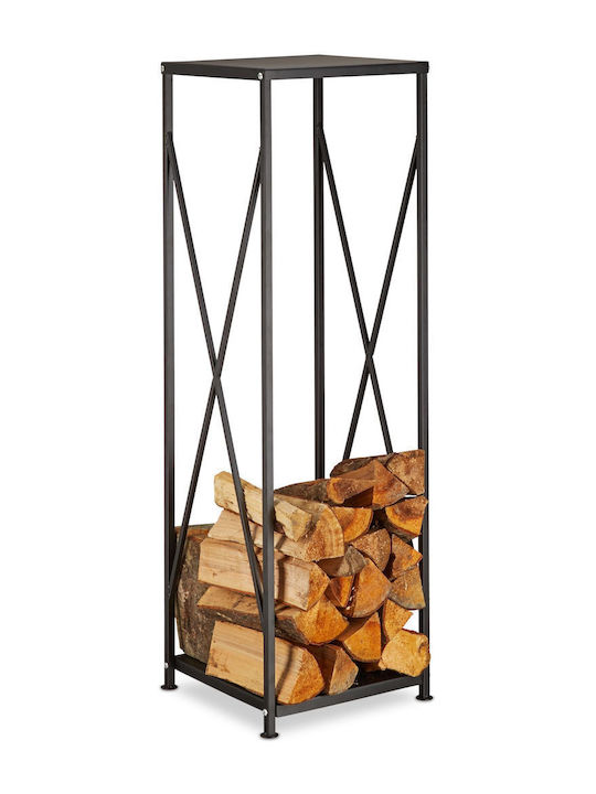 Relaxdays Inox Рафт За Съхранение На Дърва 111.5x34x34см Черен