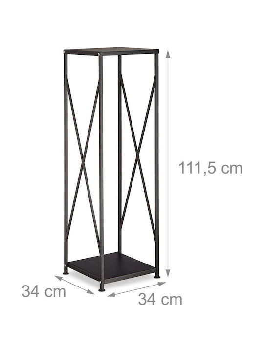 Relaxdays Raft Inox De Depozitare Lemne 111.5x34x34cm Negru