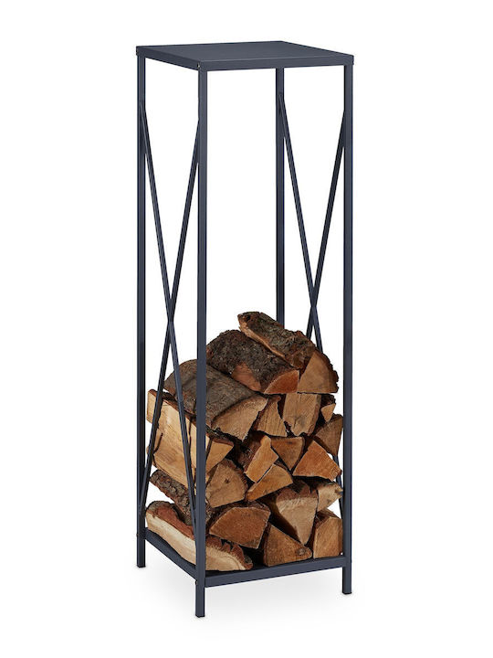 Relaxdays Дървен Рафт За Съхранение На Дърва 112x34x34см Сив