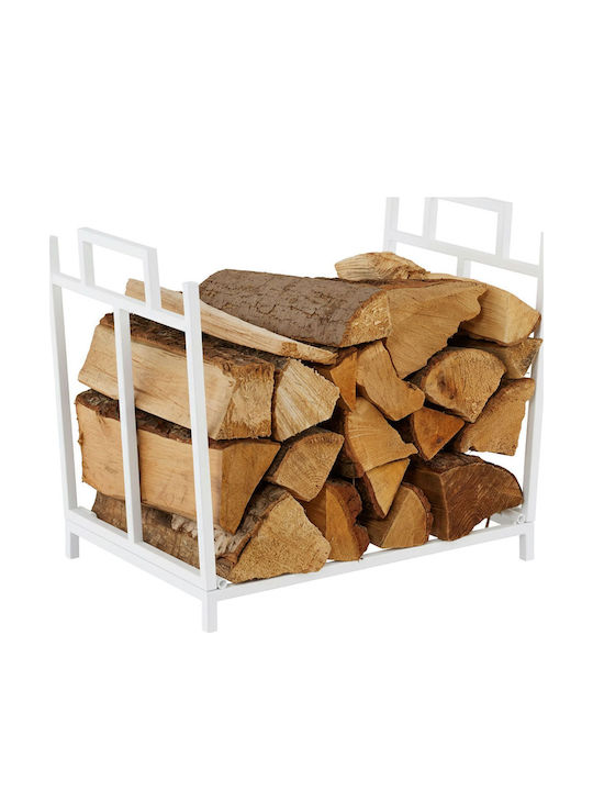 Relaxdays Μεταλλικό Καλάθι Αποθήκευσης Ξύλων 41x33x45cm Λευκό