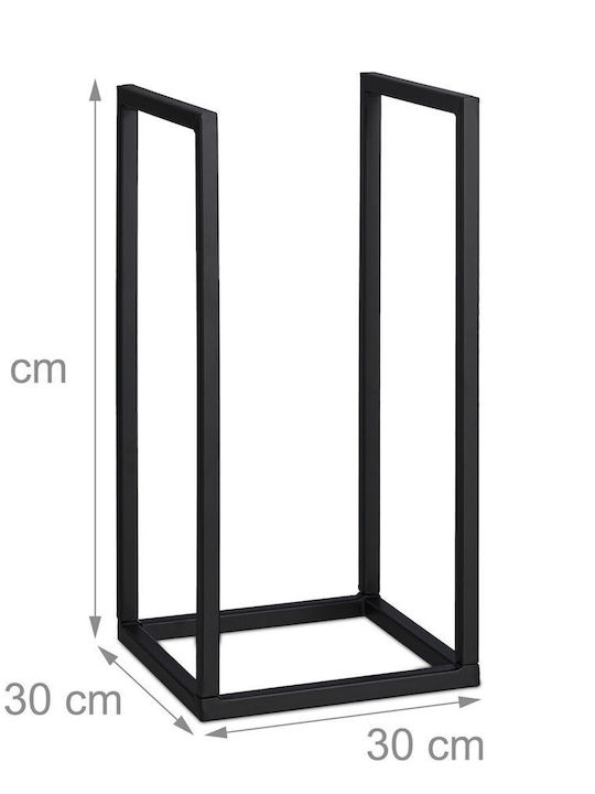 Relaxdays Coș Metalic De Depozitare Lemne 60x30x30cm Negru