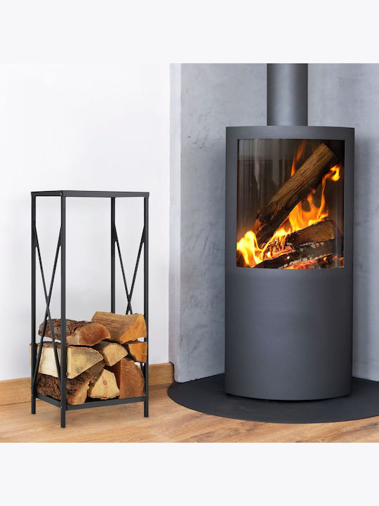 Relaxdays Raft Din Lemn Pentru Depozitarea Lemnelor 80x34x25cm Negru