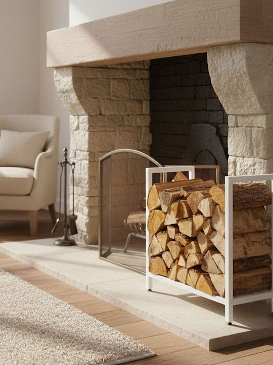 Relaxdays Coș Din Lemn Pentru Depozitarea Lemnelor 62,5x30,5x65cm Alb