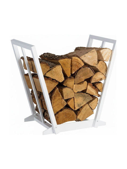 Relaxdays Ξύλινο Καλάθι Αποθήκευσης Ξύλων 55.5x62x35cm Λευκό