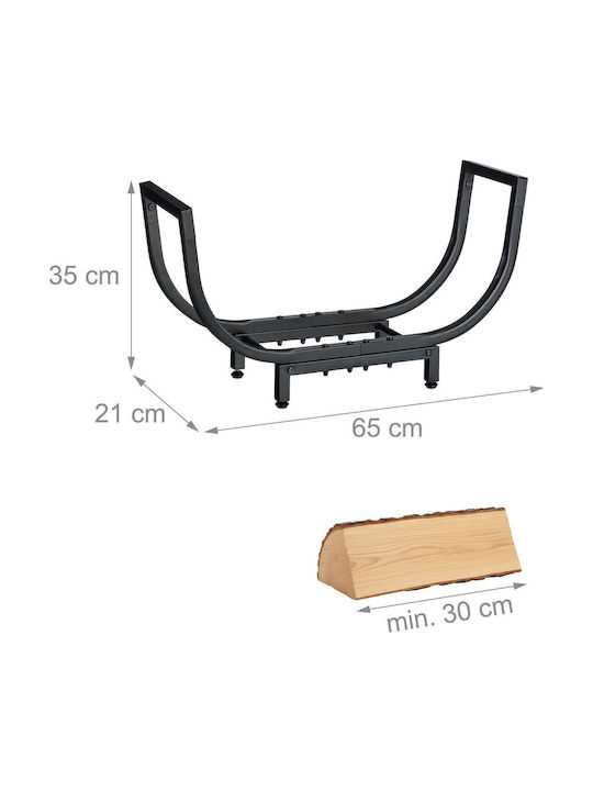 Relaxdays Coș Din Lemn Pentru Depozitare Lemne 35x21x65cm Negru