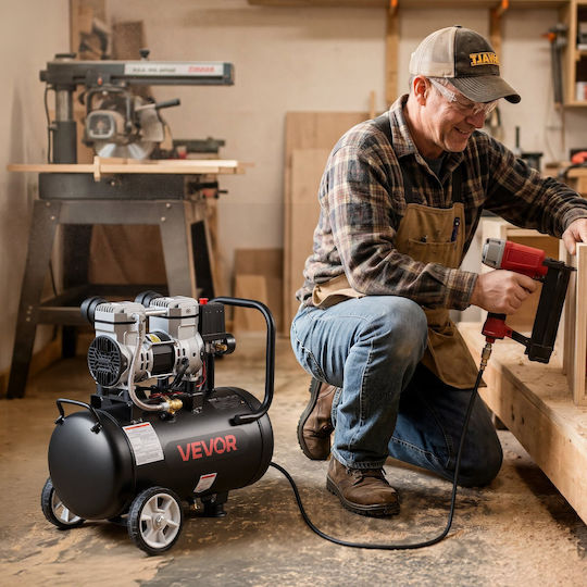 Vevor Air Compressor with Power 1.5hp and Air Chamber 24lt