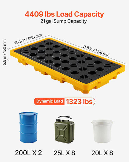 Vevor Platform Trolley for Load Weight up to 2t in Yellow Colour