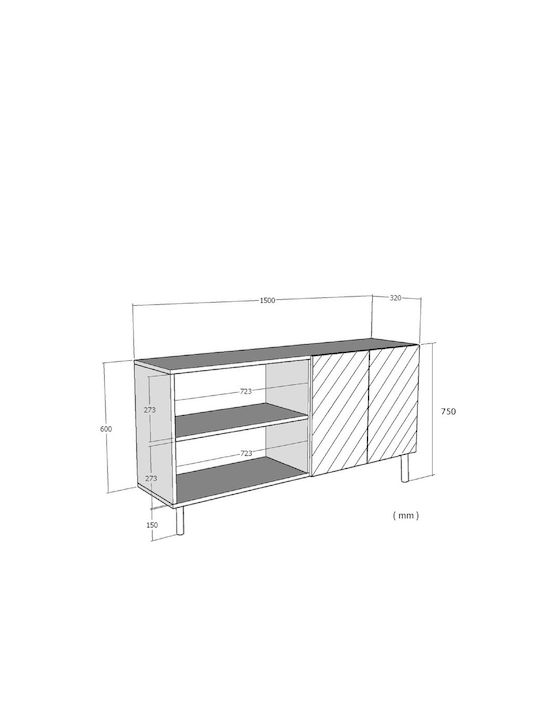 Sideboard Holz Weiß 150x32x75cm