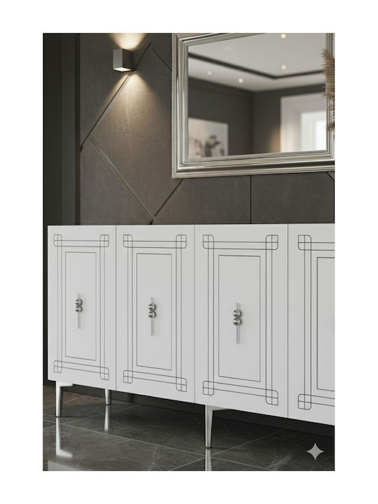Sideboard Holz Weiß 150x32x75cm