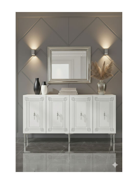 Sideboard Holz Weiß 150x32x75cm