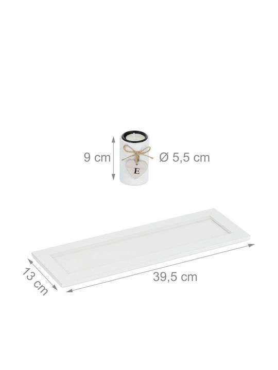 Relaxdays Suport Pentru Lumânări În Culoare Albă 10x39.5cm